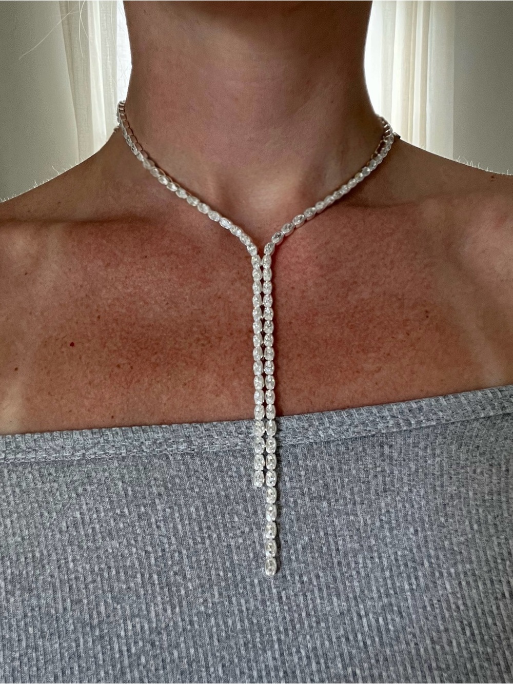 Crystal stone  lariat necklace